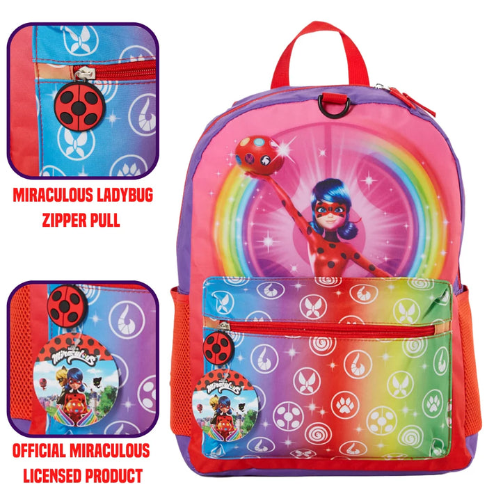 Ladybug Girls Backpack with Lunch Bag Water Bottle 5 Piece Set 16 Inch