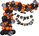 Halloween Balloons Garland Arch Kit, Halloween Party Decorations Set with Halloween Banner Orange,Black and Gold Balloons,Bats Decoration for Halloween Party Supplies