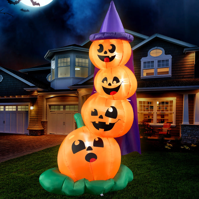 6 FT Halloween Inflatables Stacked Pumpkins with Build-In Leds 