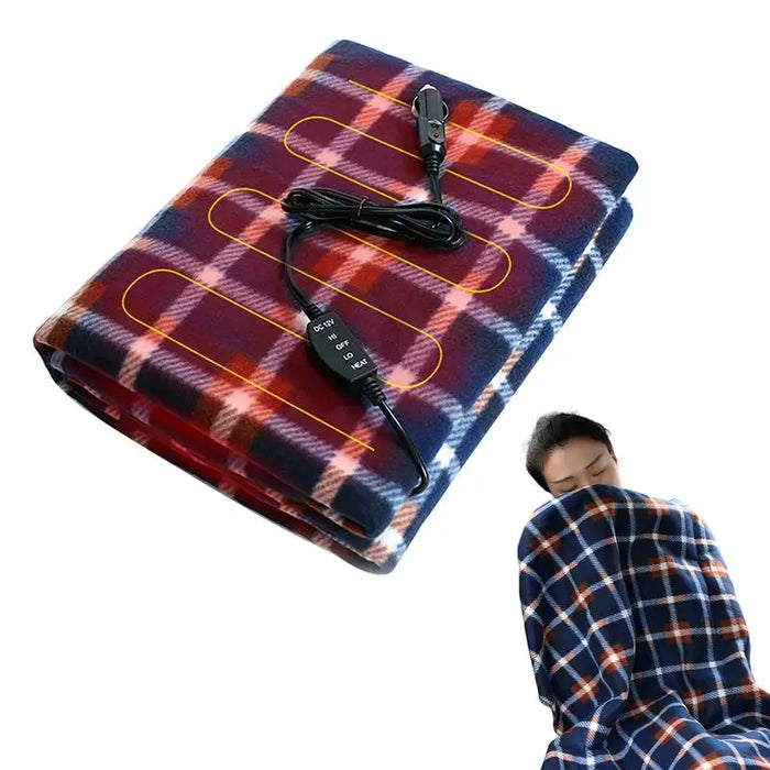 Car Heating Blanket 12V Cigarette Plug Travel Throw Blanket 