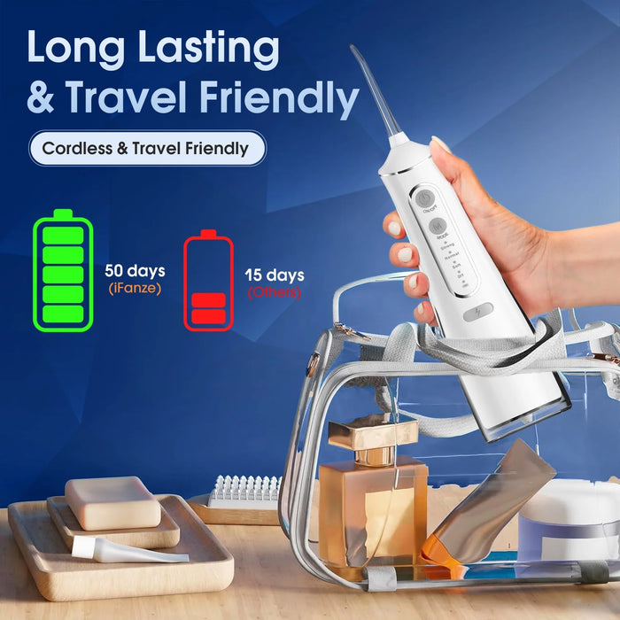 Cordless Water Flosser, Rechargeable Oral Irrigator with 300Ml Water Tank, 4 Cleaning Modes & 4 Tips