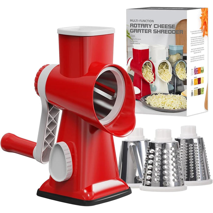 3 in 1 Rotary Cheese Grater Peanut Nuts Grinder Vegetable Shredder 