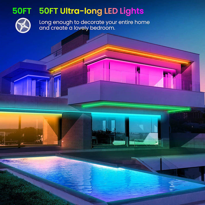 50 FT LED Strip Lights, Bluetooth Color Changing Light Strip with Music Sync