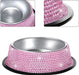 Bling Dog Bowls Pink, 640ML Handmade Bling Rhinestones Stainless Steel - Set of 2