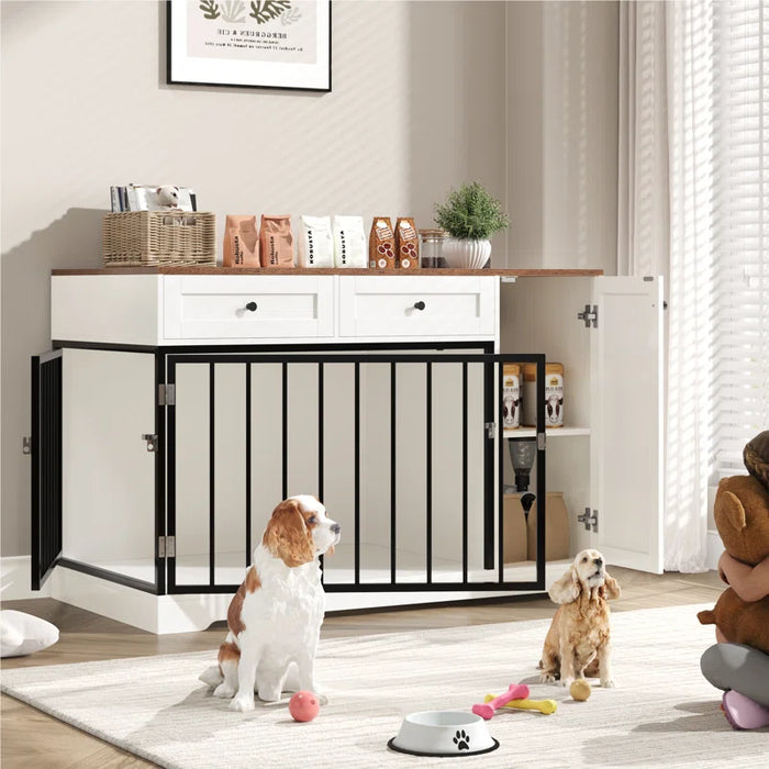 Ansel 47.2" W Big Furniture Style Wooden Large Dog Crate