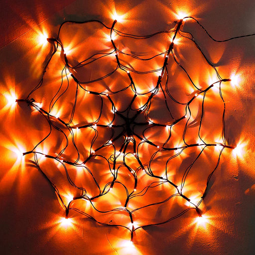 Halloween Decorations Orange Lights Spider Web 24In 60LED