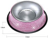 Bling Dog Bowls Pink, 640ML Handmade Bling Rhinestones Stainless Steel - Set of 2