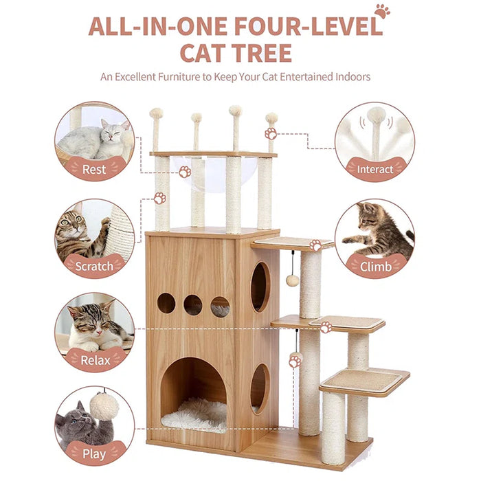 Tavion 51.2" Wooden Modern Large Cat Tree Tower