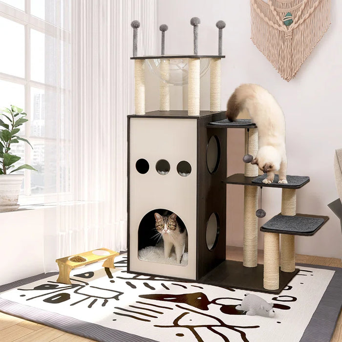 Tavion 51.2" Wooden Modern Large Cat Tree Tower