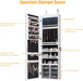 Jewelry Cabinet Armoire, Lockable Jewelry Organizer with 47.5'' Full Length Mirror, 5 Lights, 6 Acrylic Drawers (White)