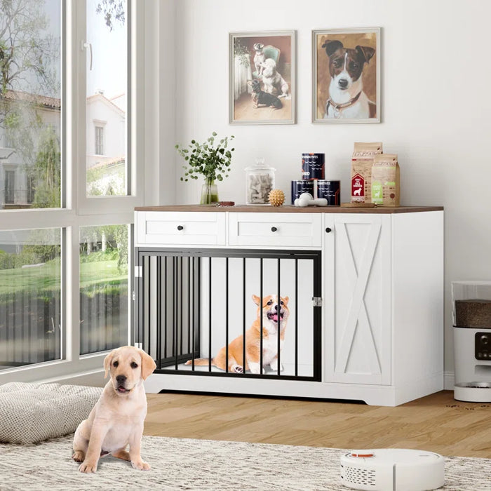 Ansel 47.2" W Big Furniture Style Wooden Large Dog Crate