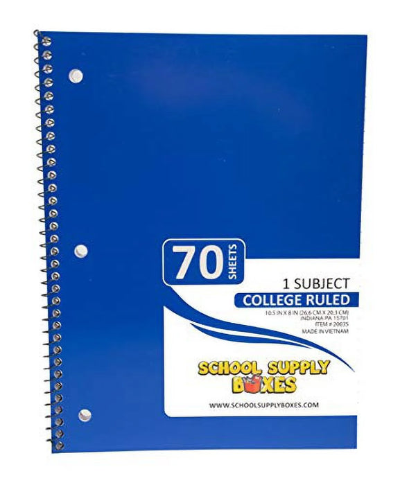 - (5 Pack) College-Ruled Spiral Notebooks