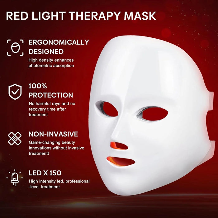 Led Face Mask Light Therapy,  Red Light Therapy for Face, 7 Colors LED Facial Skin Care