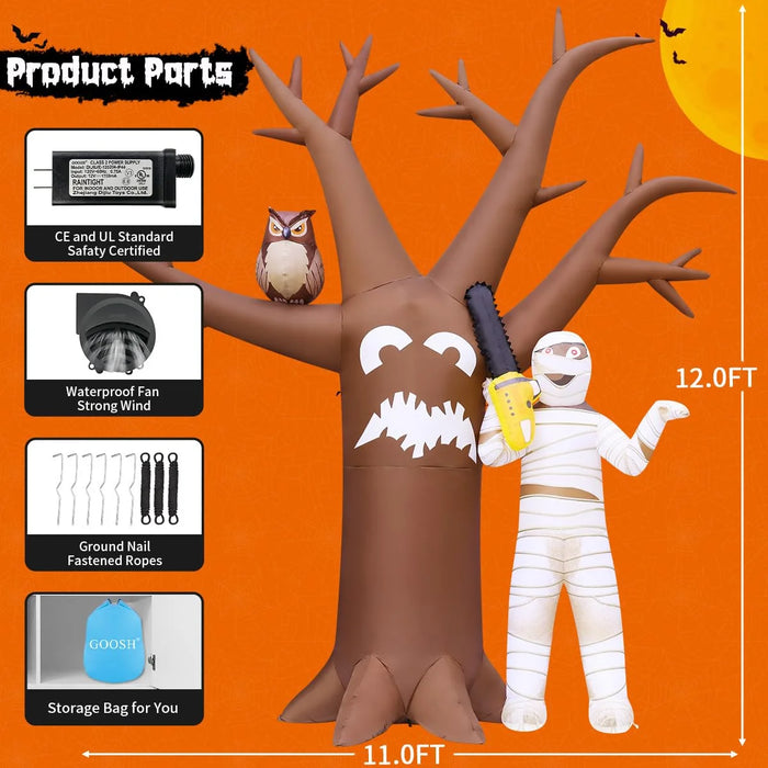 Halloween Inflatable 12 FT Inflatable Halloween Tree with Mummy