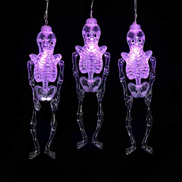 Halloween Skeleton String Lights, Battery Operated String Lights for Halloween Decorations (Purple Skeleton)