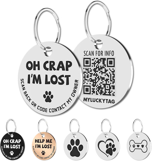 Stainless Steel QR Code Pet ID Tags Dog Tags 