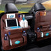 Car Seat Back Organizer with Foldable Table Tray PU Leather 