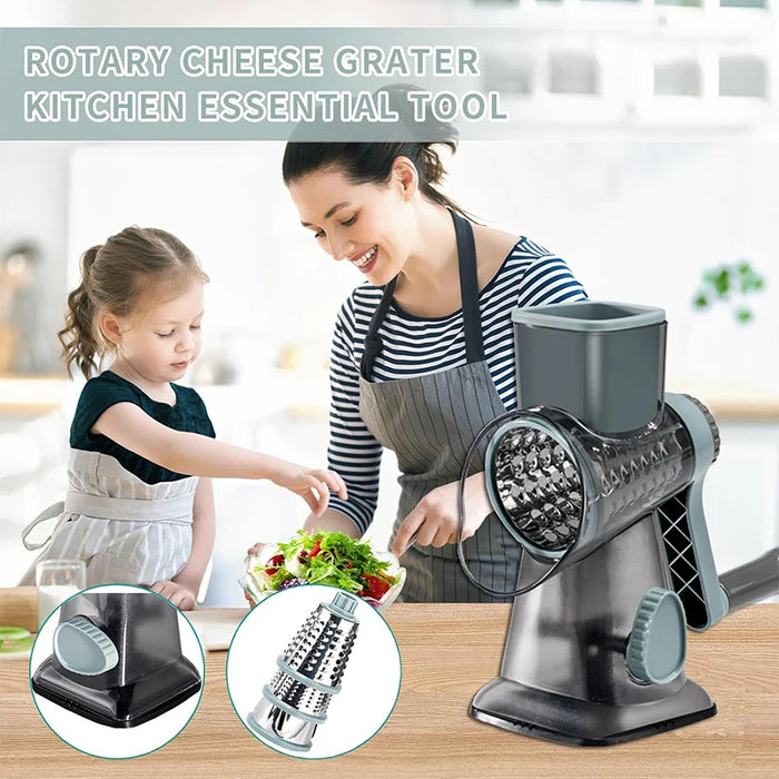 3 in 1 Rotary Cheese Grater Peanut Nuts Grinder Vegetable Shredder 