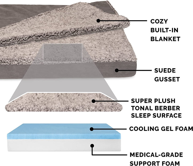 Cooling Gel Dog Bed for Large Dogs W/ Removable Washable Cover