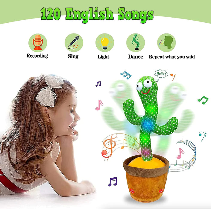 Dancing Cactus Plush Toy Doll Electronic Recording Shake with Song