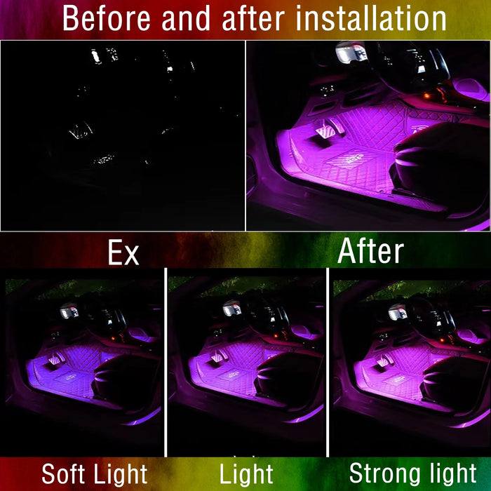 Car Led Lights Interior 4 Pcs 36 Led Strip Light for Car with Remote, Music Sync 