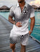 Men Shorts Set Sleeve Zip Polo 