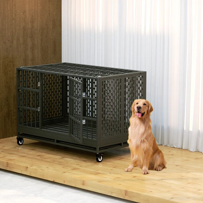 RERORD 48 Inch Heavy Duty Dog Crate with Wheels